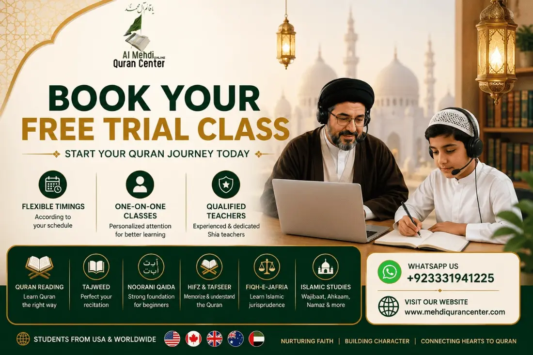 Free trial Quran Teacher Shia Jafria Online School-Al Mehdi Center taking online classes